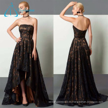 2017 Nueva llegada A-Line Strapless Asymmetrical Lace Evening Dress